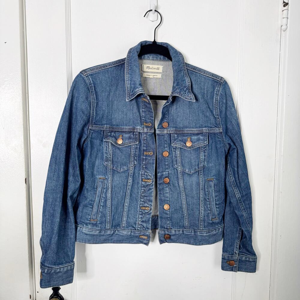 Madewell The Shrunken Stretch Jean Denim Jacket Classic Style Layering Blue S